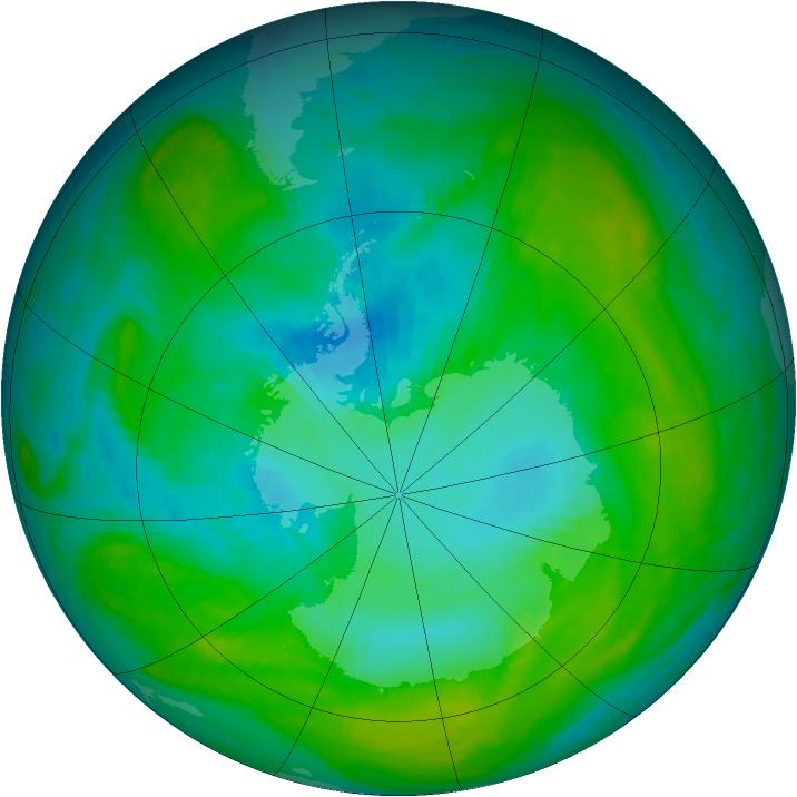 Antarctic ozone map for 28 January 1982